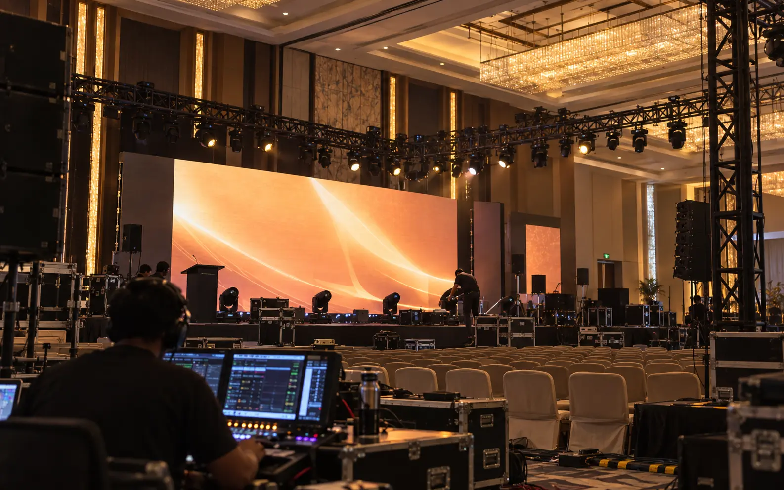 Auron production crew on site during an event setup