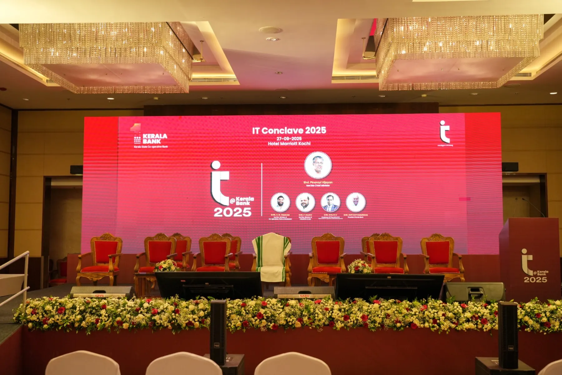 Corporate Event Setup With Stage And LED Wall